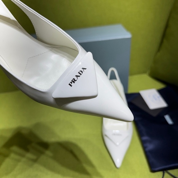 Prada Women's White Slingback Heels - Picture 5 of 7